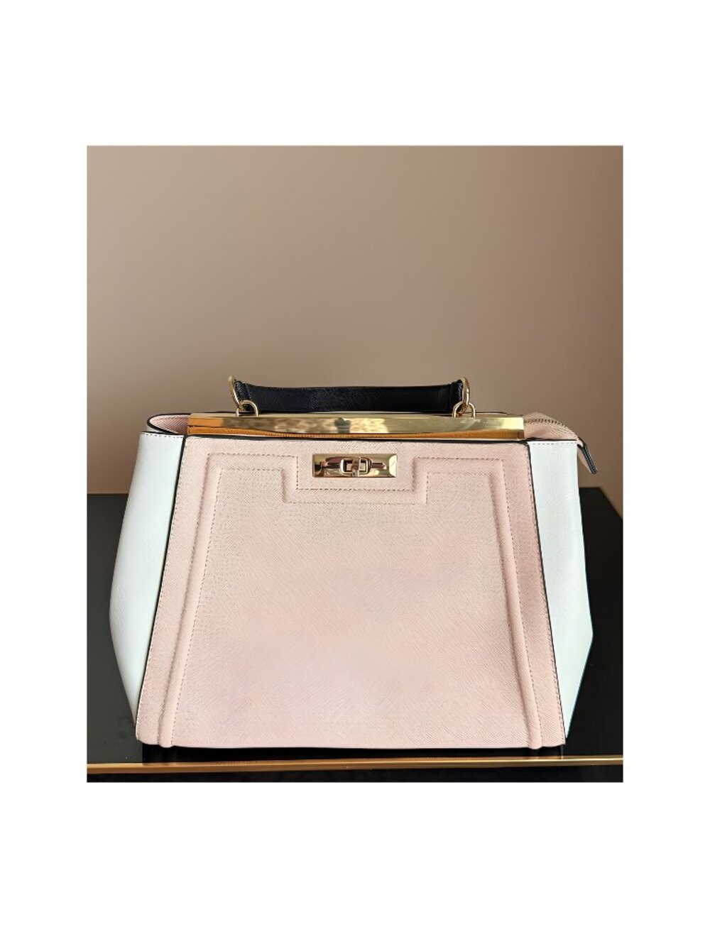 ALDO Soft Pink & White Leather Satchel Handbag